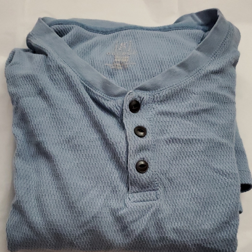George Men's Light Blue V-Neck Sweater